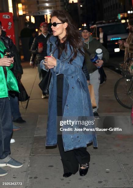 Katie Holmes is seen attending 'Alan Cumming Is Not Acting His Age' second and final night at Studio 54 on March 25, 2024 in New York City.