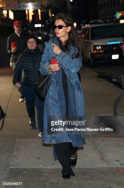 Katie Holmes is seen attending 'Alan Cumming Is Not Acting His Age' second and final night at Studio 54 on March 25, 2024 in New York City.