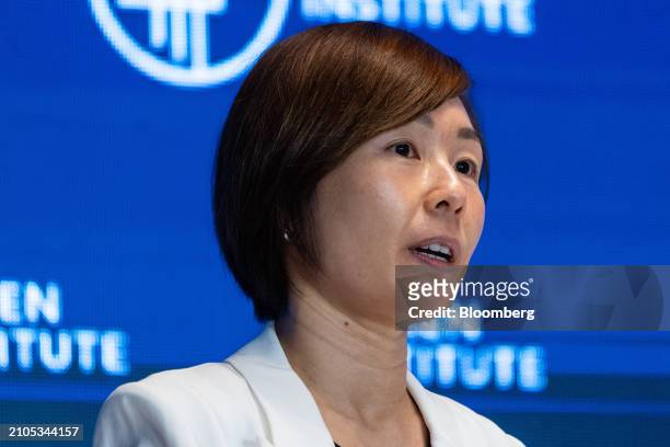 Clara Chan, chief executive officer of Hong Kong Investment Corp., during the Milken Institute Global Investors' Symposium in Hong Kong, China, on...