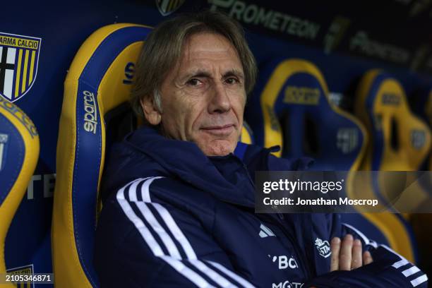 Head Coach Ricardo Gareca of Chile looks on prior to kick off in the International Friendly match between Albania and Chile at Stadio Ennio Tardini...