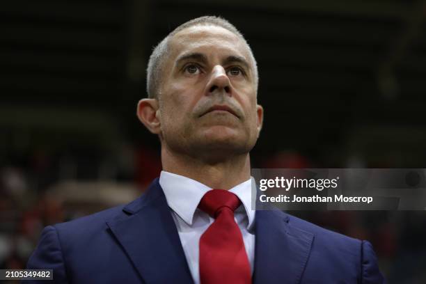 Head Coach Sylvinho of Albania looks on prior to kick off in the International Friendly match between Albania and Chile at Stadio Ennio Tardini on...