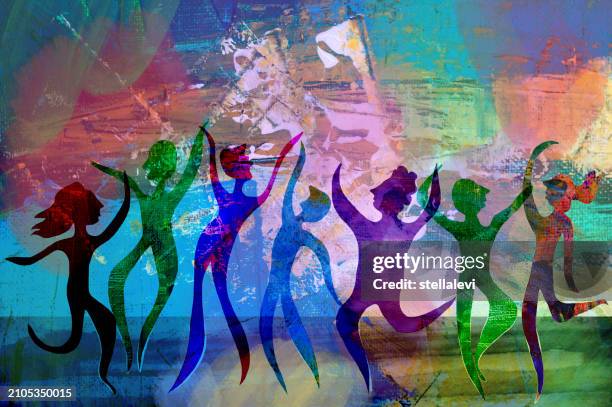 illustrazioni stock, clip art, cartoni animati e icone di tendenza di persone di danza - gioia