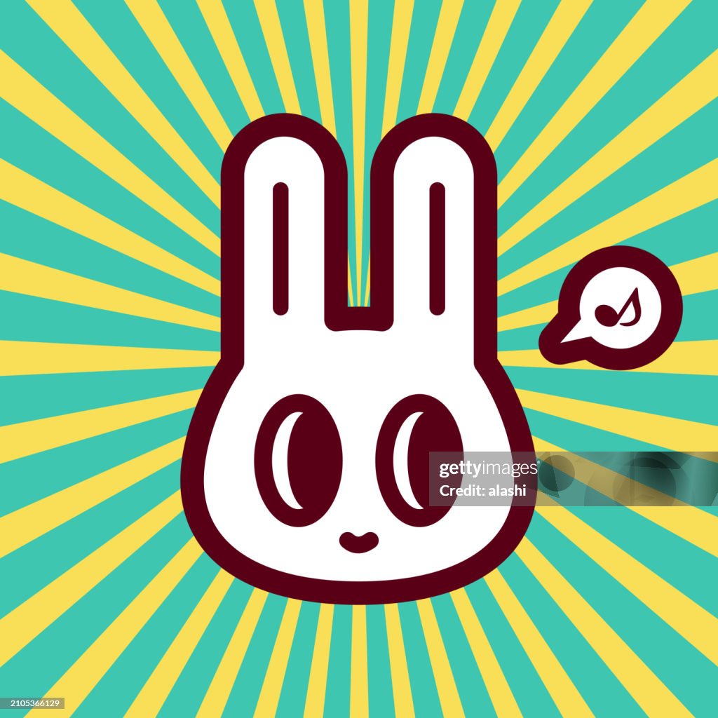 Cute character design of a cute bunny looking to his left side