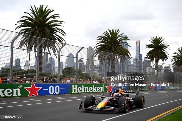 Max Verstappen of the Netherlands driving the Oracle Red Bull Racing RB20 on track during final practice ahead of the F1 Grand Prix of Australia at...