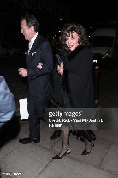 Percy Gibson and Joan Collins seen attending the Inspiration Awards For Women 2024 at the The Landmark Hotel on March 22, 2024 in London, England.