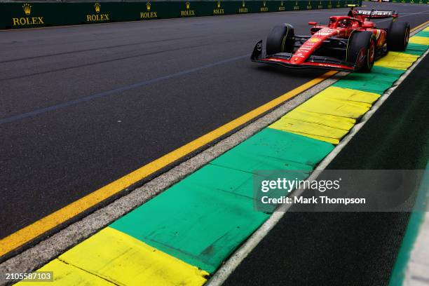 Carlos Sainz of Spain driving the Ferrari SF-24 on track during final practice ahead of the F1 Grand Prix of Australia at Albert Park Circuit on...