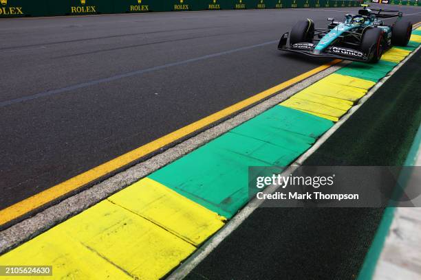 Fernando Alonso of Spain driving the Aston Martin AMR24 Mercedes on track during final practice ahead of the F1 Grand Prix of Australia at Albert...