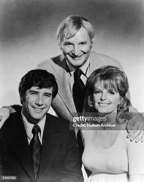 American actor Robert Fuller , American actor and composer Bobby Troup , and American singer and actor Julie London pose in a promotional portrait...