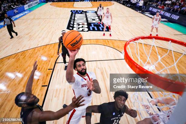 Brice Williams of the Nebraska Cornhuskers attempts a shot against the Texas A&M Aggies during the second half in the first round of the NCAA Men's...