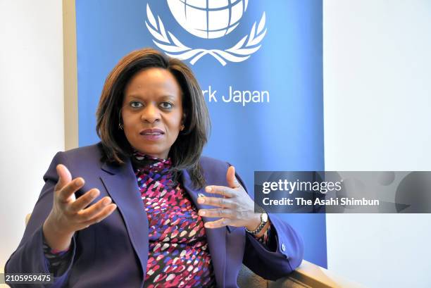 Global Compact Assistant Secretary-General Sanda Ojiambo speaks during the Asahi Shimbun interview on March 21, 2024 in Tokyo, Japan.