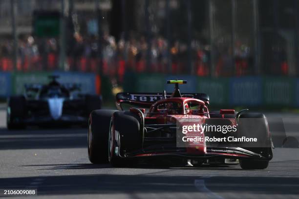 Carlos Sainz of Spain driving the Ferrari SF-24 on track during qualifying ahead of the F1 Grand Prix of Australia at Albert Park Circuit on March...