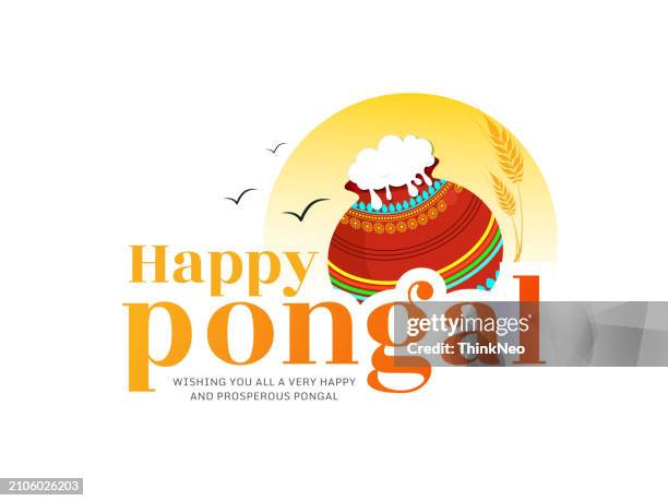 happy pongal holiday harvest festival of tamil nadu south india - tamil celebrate the thai pongal harvest festival stock illustrations