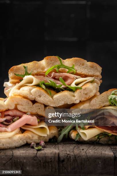 focaccia sandwich club - panini stock pictures, royalty-free photos & images