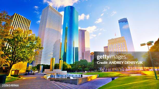 usa, texas, houston, skyline and park - houston texas stock pictures, royalty-free photos & images