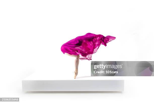 beautiful ballerina dancing with pink tulle - 101cats stock pictures, royalty-free photos & images