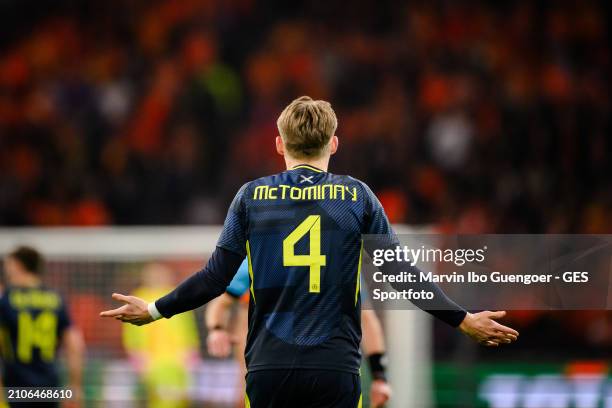 Scott McTominay of Scotland looks dejected during the friendly match between Netherlands and Scotland at Johan Cruyff Arena on March 22, 2024 in...