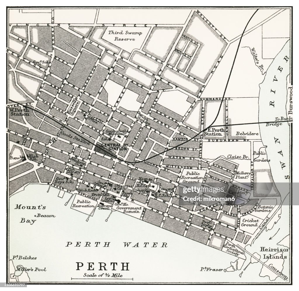 Perth Isolation Map Old Chromolithograph Map Of Perth The Capital And Largest City Of The ...