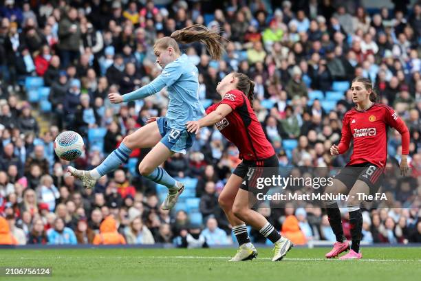 Jess Park of Manchester City scores her team's second goal during the Barclays Women's Super League match between Manchester City and Manchester...