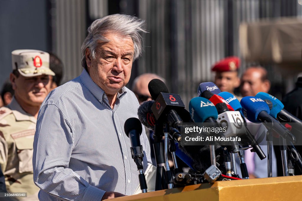 UN Sec-Gen Antonio Guterres Visits Egypt-Gaza Rafah Crossing