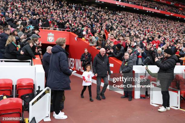 Sven-Goran Eriksson, Manager of Liverpool Legends, enters the pitch prior to the LFC Foundation charity match between Liverpool FC Legends and AFC...