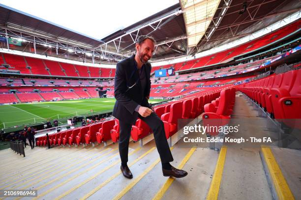 Gareth Southgate, Manager of England men's senior team, arrives at the stadium prior to the international friendly match between England and Brazil...