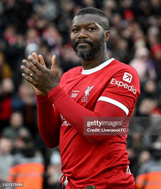 Djibril Cisse of Liverpool during the LFC Foundation charity match between Liverpool FC Legends and AFC Ajax Legends at Anfield on March 23, 2024 in...