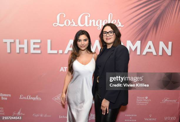 Aiden Platt and Adrianna Saenz attends Los Angeles Magazine's The L.A. Woman Luncheon at The Fairmont Miramar on March 21, 2024 in Santa Monica,...