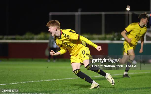 Briaden Graham of Northern Ireland celebrates after he scores their second goal during the Under-17 EURO Elite Round match between France and...