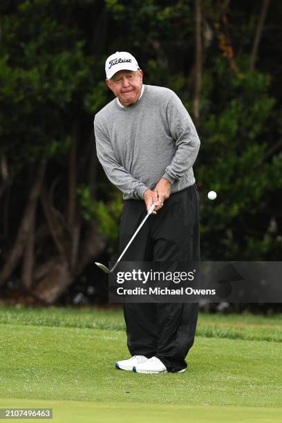 Billy Mayfair of the United States chips on the fourth hole during the second round of the Hoag Classic Newport Beach at Newport Beach Country Club...