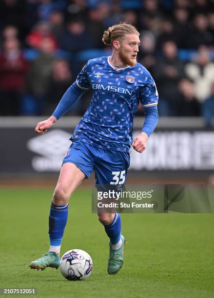 Carlisle player Luke Armstrong in action during the Sky Bet League One match between Carlisle United and Stevenage at Brunton Park on March 23, 2024...