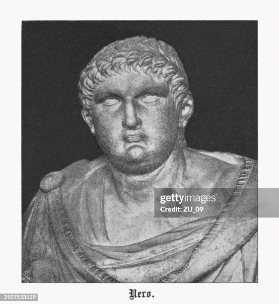 ilustraciones, imágenes clip art, dibujos animados e iconos de stock de emperador romano nerón (37 d.c.-68 d.c.), impresión de semitonos, publicada en 1899 - emperador romano