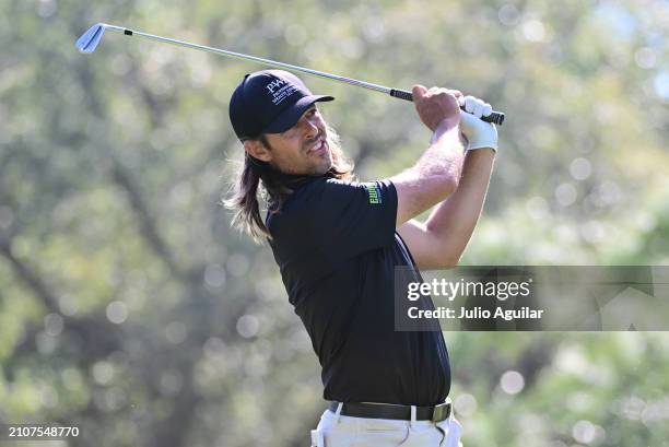 Aaron Baddeley of Australia plays his shot from the 17th tee during the third round of the Valspar Championship at Copperhead Course at Innisbrook...