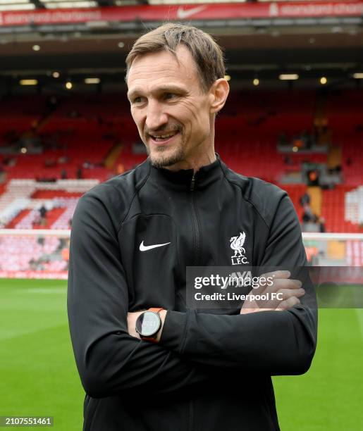 Sami Hyypia of Liverpool during the LFC Foundation charity match between Liverpool FC Legends and AFC Ajax Legends at Anfield on March 23, 2024 in...