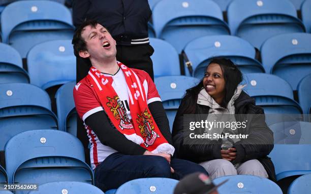 Two Stevenage Fans enjoy the athmosphere during the Sky Bet League One match between Carlisle United and Stevenage at Brunton Park on March 23, 2024...