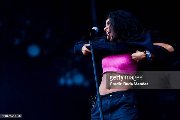 Jessie Reyez performs live on stage during day two of Lollapalooza Brazil at Autodromo de Interlagos on March 23, 2024 in Sao Paulo, Brazil.