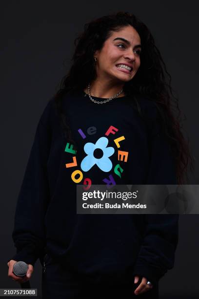 Jessie Reyez performs live on stage during day two of Lollapalooza Brazil at Autodromo de Interlagos on March 23, 2024 in Sao Paulo, Brazil.