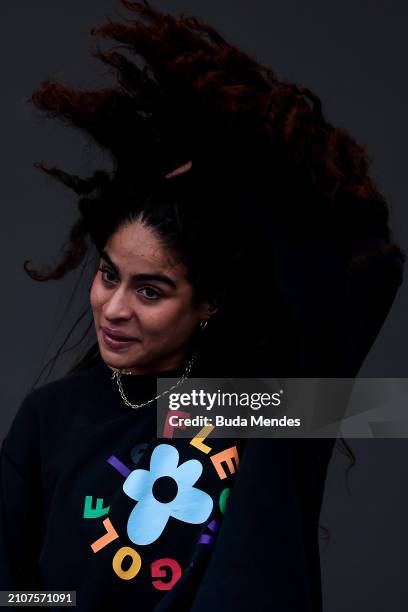 Jessie Reyez performs live on stage during day two of Lollapalooza Brazil at Autodromo de Interlagos on March 23, 2024 in Sao Paulo, Brazil.