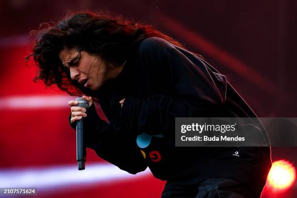 Jessie Reyez performs live on stage during day two of Lollapalooza Brazil at Autodromo de Interlagos on March 23, 2024 in Sao Paulo, Brazil.