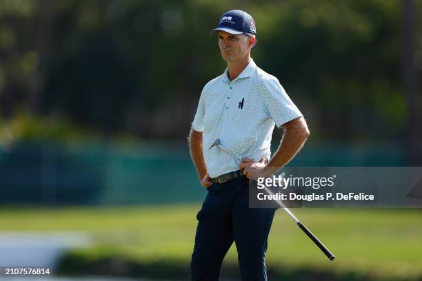 Kevin Streelman of the United States reacts on the 13th green during the third round of the Valspar Championship at Copperhead Course at Innisbrook...