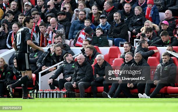 Sven-Göran Eriksson, Ian Rush, John Aldridge and John Barnes of Liverpool during the LFC Foundation charity match between Liverpool FC Legends and...