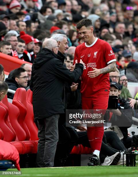 Sven-Göran Eriksson, Ian Rush and Martin Skrtel of Liverpool during the LFC Foundation charity match between Liverpool FC Legends and AFC Ajax...