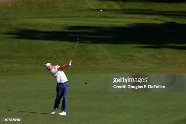 Keith Mitchell of the United States eagles on the 18th hole during the third round of the Valspar Championship at Copperhead Course at Innisbrook...