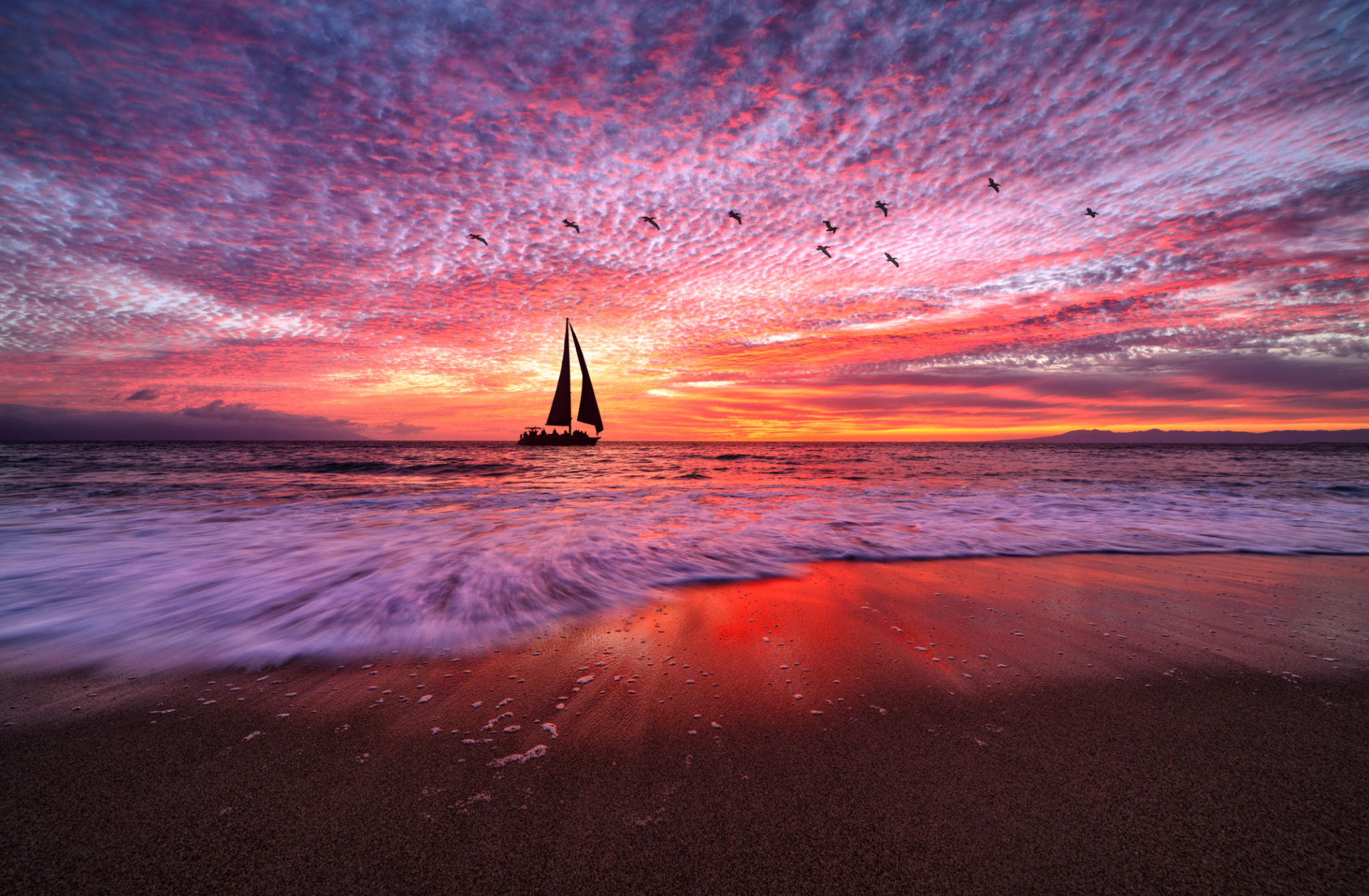 sunset sailboat
