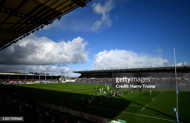 General view of play during the Gallagher Premiership Rugby match between Exeter Chiefs and Newcastle Falcons at Sandy Park on March 23, 2024 in...