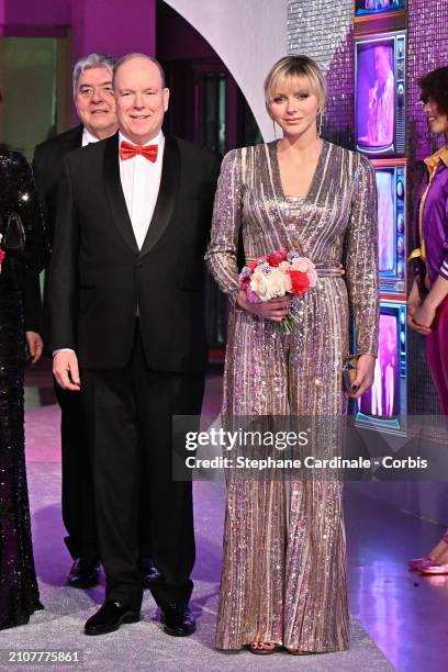 Prince Albert II of Monaco and Princess Charlene of Monaco attend the Rose Ball 2024 To Benefit The Princess Grace Foundation on March 23, 2024 in...