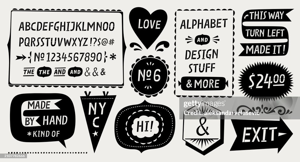 Hand Drawn Alphabet with Design Elements
