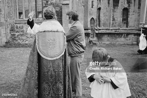 Anglican Church members make a pilgrimage to Glastonbury, on 29th June 1985.