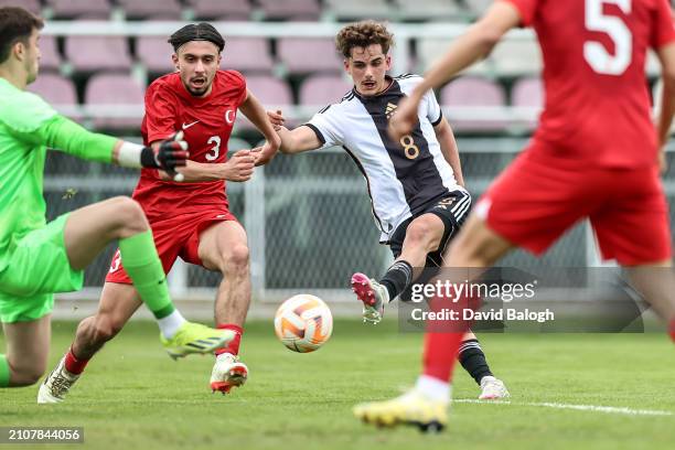 Luca Marino of Germany in action during the UEFA Under19 European Championship Qualifier match between Türkiye and Germany on March 26, 2024 in...