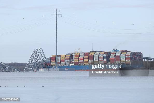 Key Bridge View A view of the collapsed Francis Scott Key Bridge after a collision ...