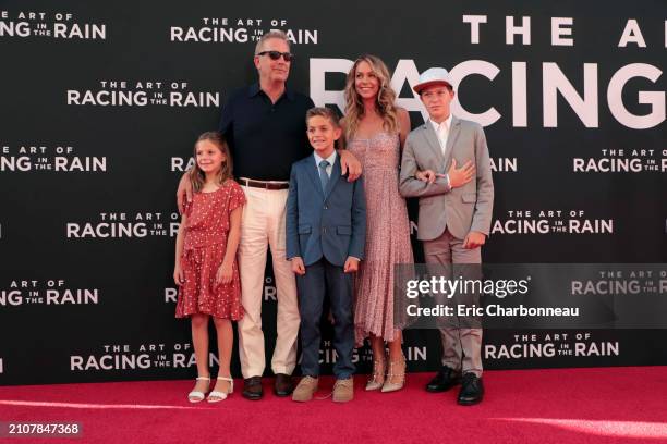 Grace Avery Costner, Kevin Costner, Cayden Wyatt Costner, Christine Baumgartner, Hayes Logan Costner seen at Twentieth Century Fox ÔThe Art of Racing...